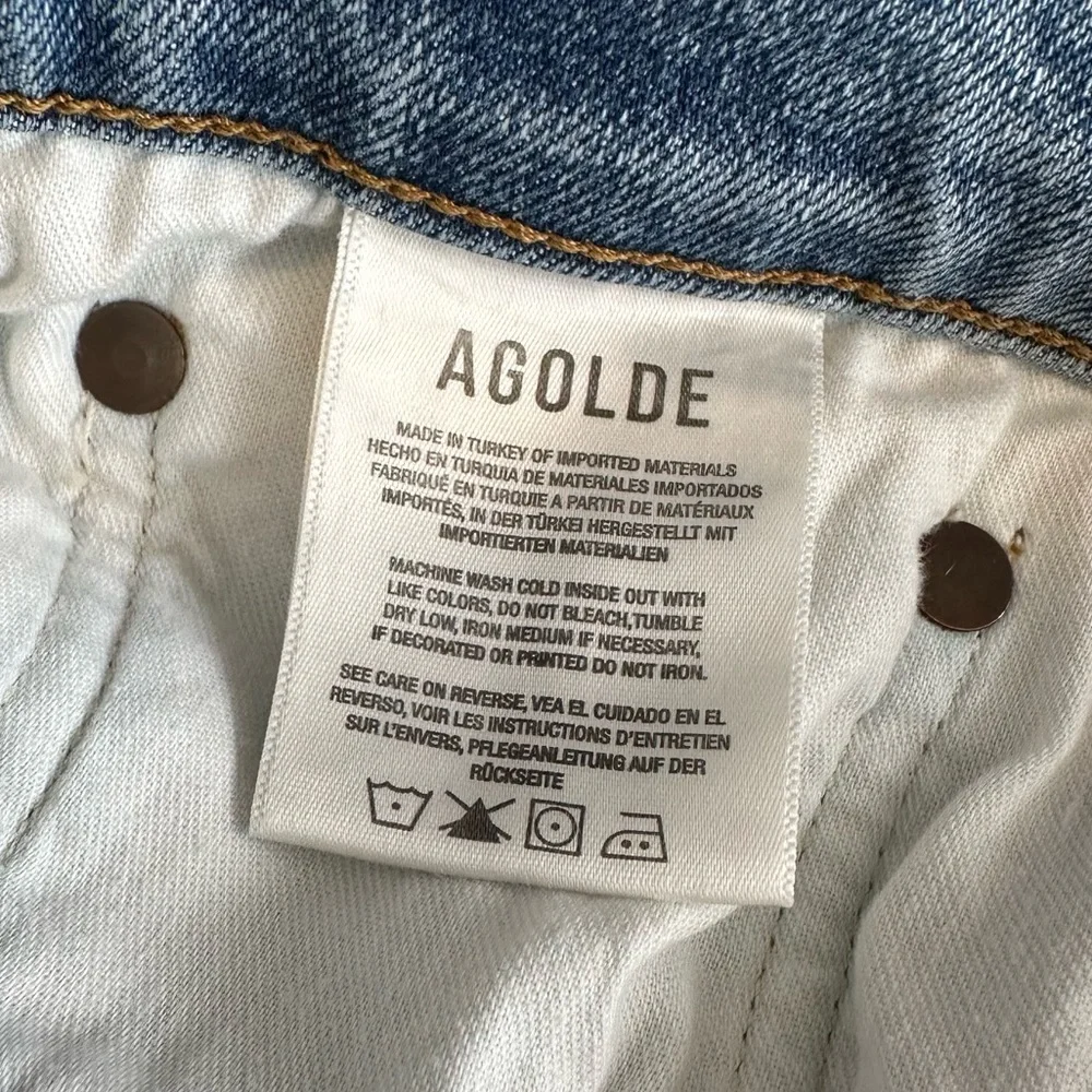 AGOLDE Riley High Rise Crop Distressed Jeans Size 32 - Picture 12 of 15